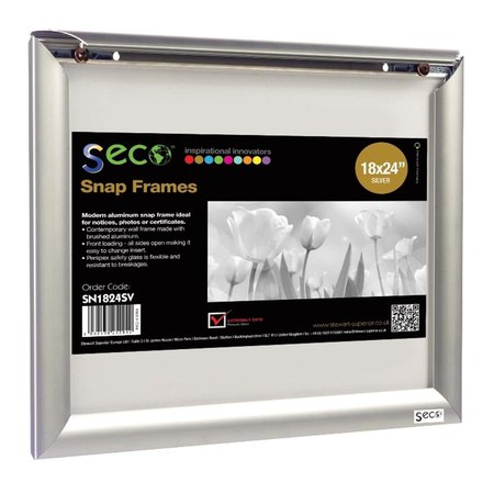 SECO 18 x 24 in. Front Load Easy Open Snap Poster-Picture Silver Anodized Aluminum Frame SE475932